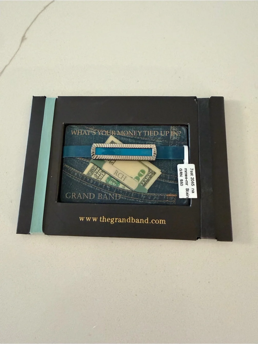 The Grand Band Teal Money Clip Band